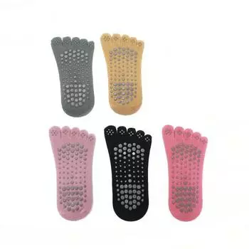 Toe Socks Yoga Non Slip Boat Socks Professional Sports Socks Spring Summer Sweat Absorbing Room Socks Indoor Dance Pilates Socks 1 Pair [Grey Green]]