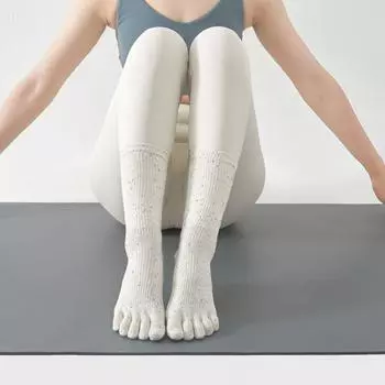 Toe Socks Yoga Socks Cute Style Non-Slip Professional Women Tube Five-Finger Socks Pilates Special Shoes Summer Thin Deciduous Teeth White
