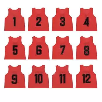 TOEPODO 12 номеров 1 для передней и задней сумки для хранения 10 цветов, пот хороший футзал местный спортивный день [NA] Детские нагрудники, штук, 12, пронумерованные, включены,