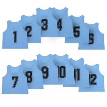 TOEPODO нагрудники для 12 номеров 1 для передних и задних номеров сумка для хранения Sweat Good Futsal Sports Days взрослые, шт., 12, передние, в комплекте, в комплекте, небесно-голубой