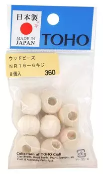 TOHO Craftsmanship Domestic Wood Beads Outer Diameter Approximately 16mm Size Approximately Pheasant 8 Pieces (Hole 6mm) NR16-6