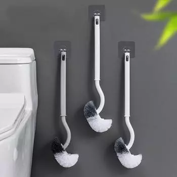 Toilet Brush Cleaning Brush Toilet Brush Plastic Wholesale Japanese Style S-shaped Elbow Bathroom Toilet Cleaning Wall Hanging Type No Dead Ends серый