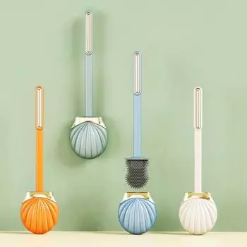Toilet Brush Shell Shape Household Silicone Toilet Cleaning Brush Tools Wall Mounted Long Handle Home Bathroom Accessories белый