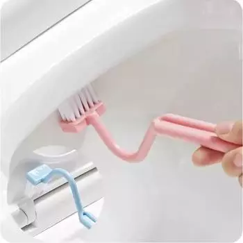 Toilet Brush Useful Things for Kitchen Gadgets Bathroom Supplies S-shaped Cleaning Tools Portable Dish Soap Bend Edge Household синий