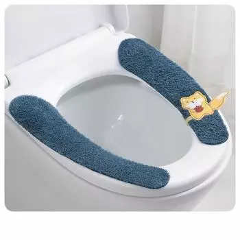 Toilet Cushion Triceless Paste Adhesive Toilet Cushion Four Seasons Universal Toilet Cushion Toilet Warm Toilet Cover #3306 синий