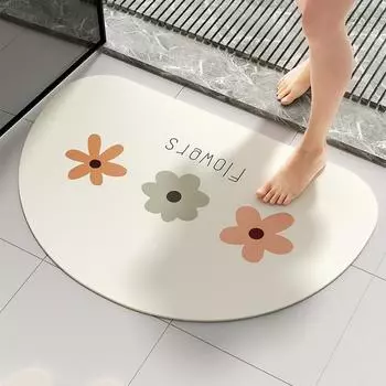 Коврик для ванной комнаты, поглощающий диатомовую грязь, можно мыть, легко сушить, коврик для ног, простой нескользящий коврик для унитаза с цветком 40*60cm