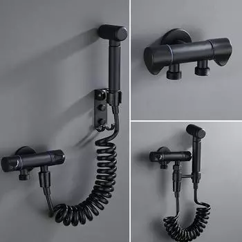 Toilet Hand Held Bidet Faucet Sprayer Bidet Set Sprayer Gun Black BrassToilet Spray For Bathroom Self Cleaning Shower Head