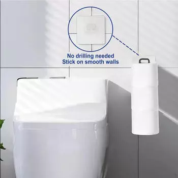 Toilet Paper Holder over The Tank Convenient Organizer Self Sticky Wall Mount for 3 Rolls Silvery