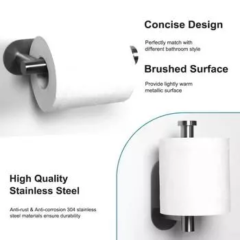 Toilet Paper Holder Wall Mounted Towel Holder for Kitchen Stainless Steel Cabinet Paper Roll Storage Hanger Bathroom Accessories серебряный