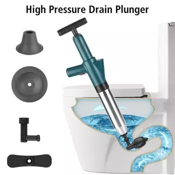 Toilet Plunger High Pressure Drain Plunger Dredge Clog Remover Air Drain Blaster Sewer Pipe Unblocker зелёный