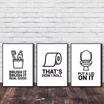 Toilet Prints And Posters Quote Wall Art Canvas Painting Illustration Line Wall Art Pictures Home Decor For Bathroom Decoration 21x30cm No Framed белый
