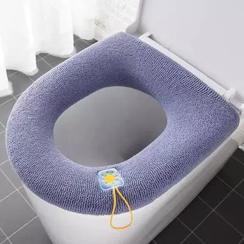Toilet Seat Cover Mat Bathroom Toilet Pad Cushion with Handle Thicker Soft Washable Closestool Warmer Accessories серый