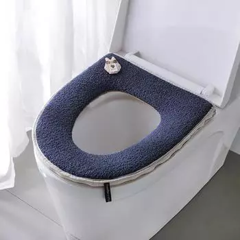 Toilet Seat Cute Teddy Velvet Toilet Seat Cover Winter Zipper Type Toilet Seat Warm Cover Gasket Accesorios Para Bao розовый