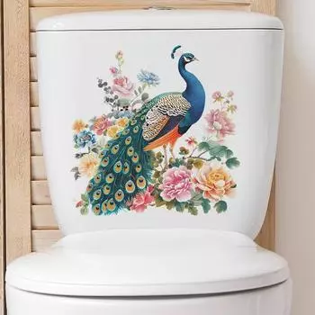 Наклейка на унитаз съемная самоклеящаяся водонепроницаемая ПВХ гостиная ванная комната настенное искусство животное цветочная крышка унитаза
