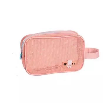 Toiletry Bag Transparent Cosmetic Bag Zipper Toiletry Storage Bag Portable Mesh Makeup Bag Girls
