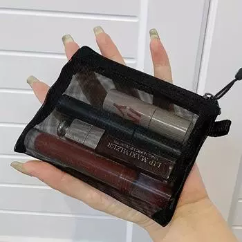 Toiletry Wash Make Up Bags Black Transparent Mesh Makeup Case Organizer Storage Pouch Women Travel Cosmetic Bag Casual Zipper S