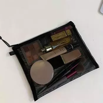 Toiletry Wash Make Up Bags Black Transparent Mesh Makeup Case Organizer Storage Pouch Women Travel Cosmetic Bag Casual Zipper M