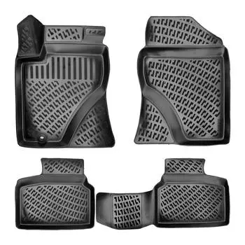 Тойота Авенсис (2003-2009 гг.) Высококачественные и прочные резиновые автомобильные коврики — без запаха, нескользящие, долговечные.