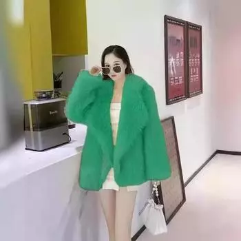 Тока зимний искусственный лисьий мех средней и длинной толщины молодой искусственный мех костюм воротник меховая куртка женская оптовая продажа S белый