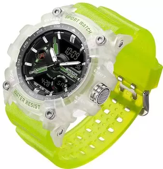 Tokei Watch Мужские цифровые аналоговые часы с функцией двойного времени 5ATM Водонепроницаемые военные светодиодные часы с подсветкой Секундомер с обратным отсчетом Будильник Светящийся день