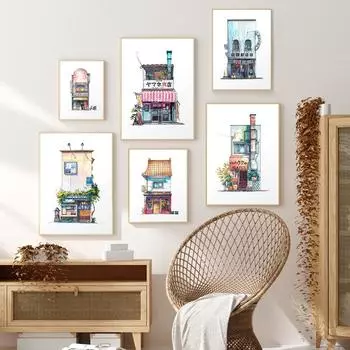 Токийский магазин, мебельный плакат, еда, одежда, холст, картина, клубный бар, украшение стены отеля, фотографии 21cm30cm NoFrame