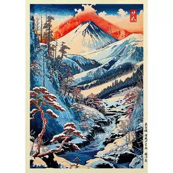 Токийский пейзаж Аниме Иллюстрация Принт Японская Ночная Сцена Постер Фудзи Винтажный Стиль Живописи Арт Декор Холст Настенное Искусство Ретро 21cm30cm NoFrame