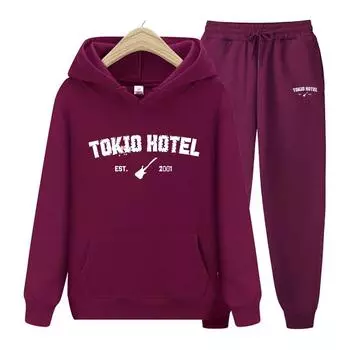 Tokio Hotel Rock женский костюм толстовка комплект из двух предметов толстовка с капюшоном женская толстовка осенняя женская толстовка + брюки комплекты S