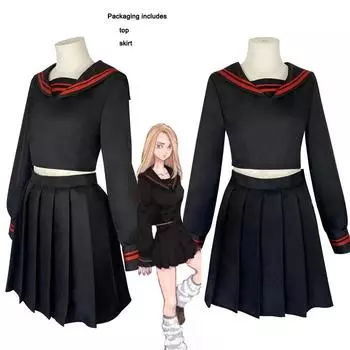 Токио Мстители Юдзуха Шиба Косплей Костюм-Takerlama Аниме Женское Платье + парик Юбка Костюм Школьная Форма XXXL