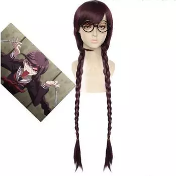 Токо Фукава Косплей Парик Danganronpa Another Episode: Ультра отчаяние темно-фиолетовые длинные косы термостойкие парики из синтетических волос One Size фиолетовый
