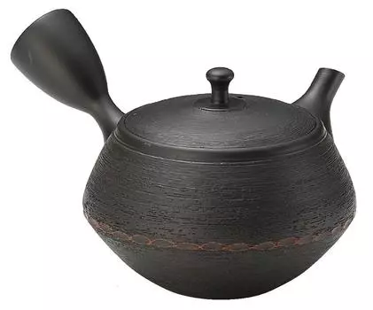 Tokoname Ware Teapot Hokuryu 19 Black Cut Red Teapot 350ml Ceramesh for Sencha Made in Japan Boxed T1263 7-161 No. Bead-shaped