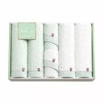 Tokuda Imabari Kanon Made in Japan Ehime Imabari Towel Set 6 Pieces Green White 63602
