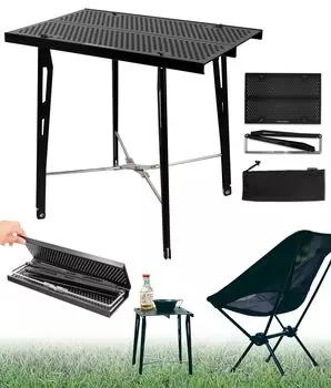 TOKYO CRAFTS приставной столик для кемпинга на открытом воздухе складной компактный 2-х уровневый черный