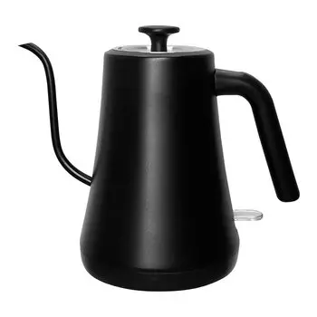 [Tokyo Deco] Электрический чайник из нержавеющей стали с капельницей, черный, 1,0 л, узкое горлышко [Стильный чайник для кафе] Электрический чайник из нержавеющей стали с изогнутой шеей