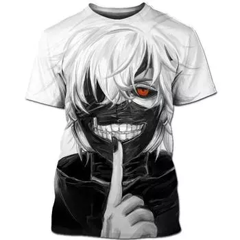 Tokyo Ghoul Ken Kaneki 3D печатная японская аниме модная мужская футболка повседневная футболка с принтом XS чёрный