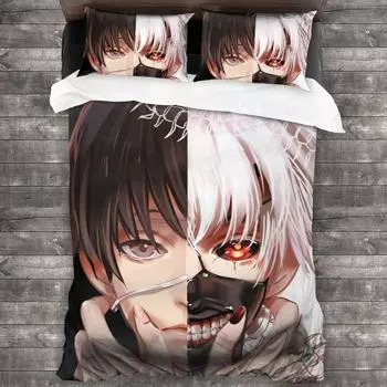 Tokyo Ghoul Постельное белье Single Twin Full Queen King Size Комплект постельного белья Подростковая спальня Пододеяльники 3D-принт Аниме Мужчины Женщины 70x133cm 2pcs