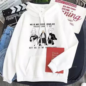 Tokyo Revengers Аниме Sano Manjirou Толстовки Одежда ОН МОЙ ПАРЕНЬ ОН ЭТОГО ПОКА НЕ ЗНАЕТ, НО ОН МОЙ ПАРЕНЬ Толстовки XS чёрный