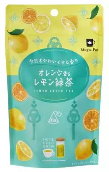 TokyoTeaTrading Зеленый чай с ароматом апельсина и лимона, 6 пакетиков x 3 шт. Кружка и чайник
