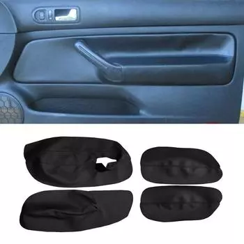 Только 3-дверный чехол на подлокотник автомобиля для VW Golf 4 MK4 Bora Jetta 1999-2005, кожаный дверной подлокотник из микрофибры, панель, наклейка чёрный