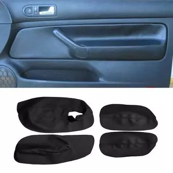 ТОЛЬКО 3-дверный чехол на подлокотник автомобиля для VW Golf 4 MK4 Bora Jetta 1999-2005, кожаный дверной подлокотник из микрофибры, панель, наклейка, отделка чёрный