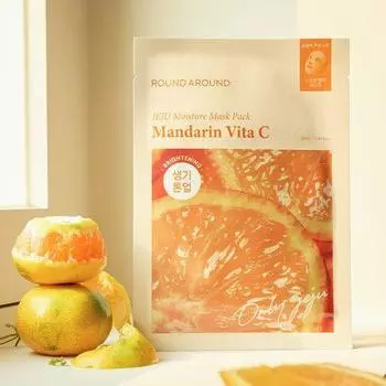 (только Чеджу) Round Around Jeju Moisture Tangerine Vita C Mask Pack 25 мл 5 шт. в упаковке (2409)