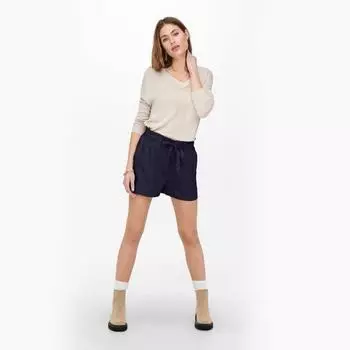 ТОЛЬКО женские прямые шорты с завышенной талией и карманами на поясе 36 темно-синий