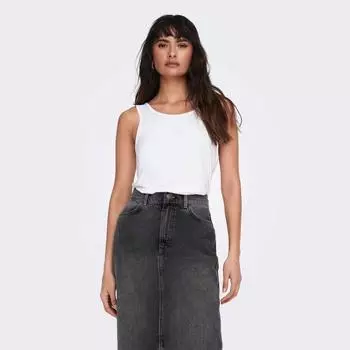 ТОЛЬКО женский топ без рукавов обычного кроя с круглым вырезом S белый