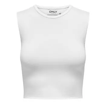 ТОЛЬКО женский укороченный топ без рукавов с круглым вырезом S чёрный