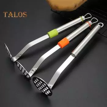 Толкатель для картофеля Эргономичная ручка Легко сжимается из нержавеющей стали Прочный легкий сверхмощный картофельный толкатель для приготовления пищи оранжевый