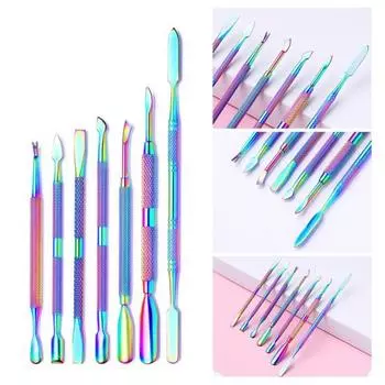 Толкатель для ногтей с двойной головкой, инструмент для удаления омертвевшей кожи, маникюрный инструмент для снятия гель-лака, толкатель для кутикулы из нержавеющей стали для домашнего использования D
