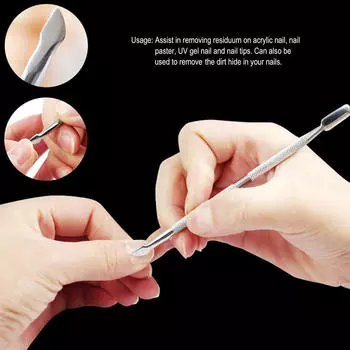Толкатель для ногтей, триммер для омертвевшей кожи, инструмент для удаления кутикулы, вилка для маникюра и педикюра, художественные инструменты 2Pcs