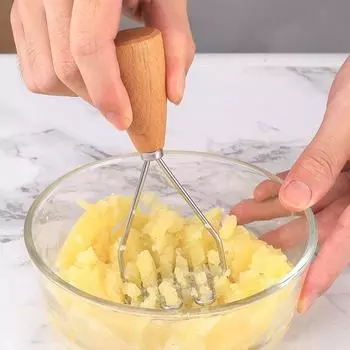 Толкатель картофеля, инструмент для толкания картофеля из нержавеющей стали 430 с деревянной ручкой, овощерезка для приготовления кухонного гаджета