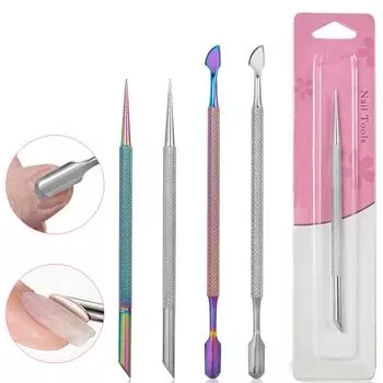 Толкатель кутикулы с 2 концами Очиститель кутикулы для ногтей Триммер для кутикулы для ногтей Маникюрный инструмент из нержавеющей стали 2