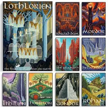 Толкин, путешествия, настенная живопись на холсте, пейзаж Средиземья, Властелин колец, постер, винтажные принты из фильмов, фотографии для гостиной, домашний декор 21x30 No Frame