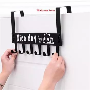 Толщина 1 мм Дверной крючок на 6 звеньев, вешалка для одежды без гвоздей, сумки, зонт, ключ, многофункциональный крючок с изображением панды, 1 шт. 36x17.5cm белый